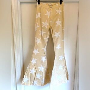 Altar’d State Star Struck Flared Bell Bottom Pants in Oatmeal Size Small